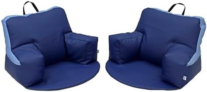 Factory Direct Partners SoftScape Relax-N-Read Bean Bag Chair with Supportive Back Rest, Storage Pockets and 1/2 inch Thick Foam Floor Pad, Portable Seating (2-Pack) - Navy/Powder Blue, 12367-NVPB