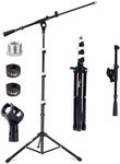 Tlingt Support Portable Microphone Stand, Mic Stand with Telescopic Boom Arm, a Mic Boom Stand Perfect for Pub Gigs, Live Performances, Busking, and Home Use...