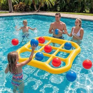 FADAWU Pool Toys Games Set, Tic-Tac-Toe Inflatable Swimming Pool Toy Kit for Adults Teens Kids, Floating Water Fun Game for Family Summer Pool Party