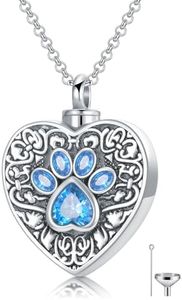MBSUUH Sterling Silver Urn Necklace for Pets - Keep Your Beloved Dog or Cat Close with Memorial Cremation Jewelry Ashes Pendant Necklaces