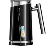 Huogary Milk Frother Electric Automatic Milk Warmer, Stainless Steel Milk Steamer and Frother with Hot or Cold Milk Foam, Foamer for Cappuccino, Coffee, Latte (N11, Black)