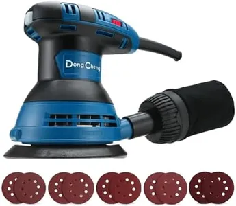 Dong Cheng Orbital Sander, 3.0AMP, 5 Inch Random Orbital Power Sander with 10Pcs Sandpapers & Dust Bag, 6 Variable Speeds, 12000 OPM Electric Palm Sander for Woodworking, Sanding & Polishing