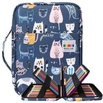 BOMKEE Drawing Pencil Case 220 Slots Colored Pen Organizer Bag Portable Handy Painting Storage Stationery Pouch Waterproof Multilayer Gel Pens Watercolor Pencils Holder for Adults(Sports Cat)