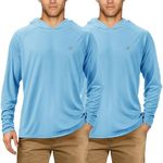 Roadbox Men's Sun Protection Long Sleeve Hoodie, 2 Pack UPF 50+ UV Outdoor Hiking Fishing Shirts, Workout Running Swimming Beach Shirt