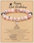 21st Birthday Gifts for Her Beaded Bracelets for Women Natural Stone Bead Bracelet Happy Birthday Love Lock Charm Christmas Jewelry