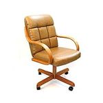 Furnish Theory Ashtyn Swivel Tilt Caster Dining Arm Chair in Buff Bonded Leatherette by Caster Chair Company - 1 Chair