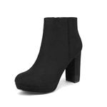 DREAM PAIRS Women's High Chunky Heel Ankle Boots Platform Short Ladies Booties,Size 7,Black,Stomp