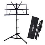 Rayzm Sheet Music Book Stand,Sturdy Portable Folding Metal Stand with Carrying Bag, Adjustable Heights, Max Load Weight 1.5kgs, Lightweight & Compact for Storage or Travel