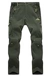 EKLENTSON Outdoor Trousers Men Tactical Waterproof Hiking Walking Softshell Winter Fleece Lined Ski Snow Pants , Green Army Green, 32