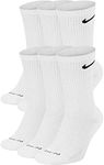 Nike Men's Dri-Fit Everyday Cushioned Crew Socks | Cotton, Everydayplus White (6 Pairs), Large