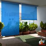 HIPPO Roller Blind Curtain for Outdoor Shade HDPE Corded 90% Sun & UV Protection, Air Flow Design, Light Filtering Balcony Roll-up Blinds (Blue, 4FTX7FT)