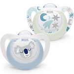 NUK Star Baby Dummy | 0-6 Months | Day & Night Soothers | BPA-Free Silicone | Blue Koala | 2 Count