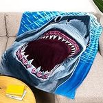 Dawhud Direct Great White Shark Fleece Blanket for Bed 75" x 90" Queen Size Jaws Fleece Throw Blanket for Boys, Men, Unisex and Kids Super Soft Plush Shark Blanket Throw Ocean Fleece Blanket