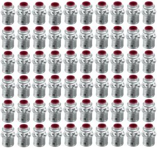 3/8" Snap-in MC Connector for MC/AC Cable - Fits 14/2 to 10/3 Metal-Clad Cable, 1/2" Knockout Size, Insulated Throat, Steel Construction (60 Pack)