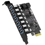 SupaGeek 7-Port USB 3.0 PCI-E Expansion Card, Internal PCIe to USB 3.2 (USB 3.1) Gen1 Controller Adapter Card 5Gbps for Desktop PC, Supports Windows 10/8.1/8/7/Linux