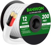 BAHIWOM Fire Safety CL2 Speaker Wire in-Wall & in-Ceiling 12 Gauge Wire 200 FT CCA Cord 2 Conductors Red Black Speaker Cable for Indoor Home Theater System,Car Audio Soft White Jacket