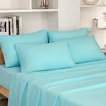 HOMEIDEAS King Size Bed Sheets - 6 Piece Set (Aqua Blue) - Extra Soft Brushed Microfiber 1800 Bedding Sheets, Deep Pocket, Wrinkle & Fade Free