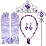 Tacobear Princess Dress up accessories 5 Pieces Gift Set For Sofia Crown scepter Necklace Earrings Gloves