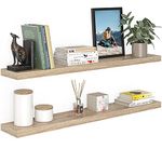 Ballucci Floating Shelves Extra Wide, 2-Pack 48" Wood Wall Mount Shelf Set with Invisible Brackets for Living Room, Bathroom, Kitchen, Nursery, 8" Deep, Oak Finish