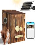 Squirrel Box with Camera Solar Powered, Auto Detect & Notify, Night Vision Pet Watching Cam for Squirrel Nesting Box, 2K HD, 2.4G Wi-Fi, APP Control, Smart Squirrel House for Outside Nesting