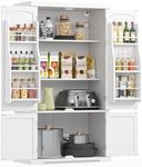 VASAGLE Pantry Cabinet, 53.5-Inch High Freestanding Tall Cupboard Storage Cabinet, 2 Cabinets, 2 Adjustable Shelves, 6 Door Shelves, for Living Room, Kitchen, White UBBC671W01