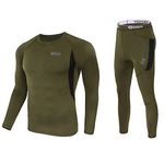 WINDCHASER Men's Winter Thermal Underwear Camouflage Set of Long Sleeve Top Long Johns for Mountaineering, Cycling, Skiing, Training, Hiking, Outdoor Sports (Army Green, S)