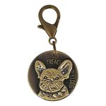 emily pets Antique Look Bronze Identity Collar Memorial Tag Cum Pendant for Dog (French Bulldog)