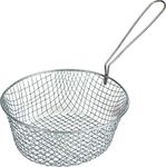 Poundsaver Deep Wire Strainer for Frying, Round Fryer Basket with Handle, Strainer Net Kitchen Cooking Tool, Fried Basket Ideal for Chips, Fries, Shrimps, Wedges (8 Inch)