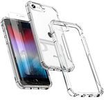 ORETECH Designed for iPhone SE 2022 Case Clear with [2 x Screen Protector] iPhone se 2020 7 8 Case Shockproof Drop Protection Transparent Thin Soft TPU + Hard PC Hybrid Case for iPhone SE 2020- Clear