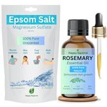 Happy Squirrel Rosemary Bath Salt For Body And Foot|Graded 100% Pure Epsom Salt For Bath|Can Be Used As A Bath Salt For Women And Men|Pedicure Salt|Bath Salt (Bath Salt - Rosemary, 300 Gms + 15 Ml)