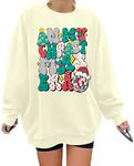 KIMSOONG Merry Christmas Sweatshirt Women in My Christmas Era Sweater Funny Christmas Tree Graphic Pullover Casual Top Apricot