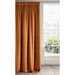 Eurofirany Soft Plain Opaque Velvet Curtain with Rufflette Tape For Rail - 1 Unit, Thick Fluffy Panel Drape Classic Glamour Elegant Living Room Bedroom, W55'' x L106'', 140x270 cm, Rust Brown