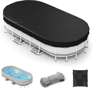 Oval Winter Pool Cover 12 x 24 FT, Upgraded 420D Heavy Duty Pool Covers for Above Ground Pool with Winch and Cable, All Season Inflatable Pool Cover for UV Resistant, Waterproof and Dustproof