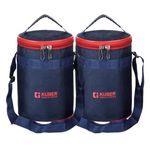 Kuber Industries Lunch Bag | Lunch Bag for Office | Lunch Bag for College | Reusable Lunch Bag | Lunch Bag for Adults | Lunch Bag with Handle | Insulated Lunch Bag | Pack of 2 | Navy Blue