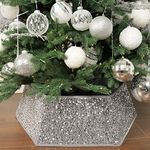 XmasExp Christmas Tree Collar 33.5 inch Sequin Tree Skirt for Christmas Holiday Home Decor Xmas Tree Ring Stand Base Cover Large Size 6 Piece Silvergrey