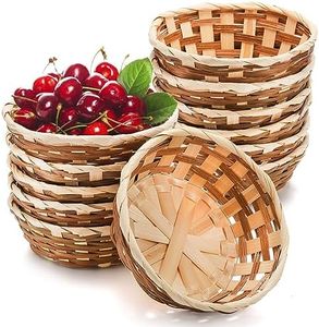 Nicunom 12 Pack Round Gift Baskets, Bamboo Small Bread & Fruit Baskets, 7" Woven Bread Roll Baskets, Food Serving Baskets, Food Storage Basket for Kitchen Restaurant Display Decor