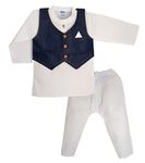 shaishav wears Baby boy/Kid Cotton Kurta & Paijama/Payjama White & Navy Blue (06 Months - 6 Year) (3-4 Years)