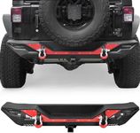 OEDRO Rear Bumper Compatible with 2007-2018 Jeep Wrangler JK & JKU Unlimited, Full Width Back Bumper w/D-Rings & Hitch Receiver & Reflective Armor