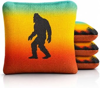 ACA Approved Official Regulation 6x6 in Cornhole Bags Dual Sided Synergy Pro Set of 4 Retro Sasquatch Yellow