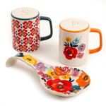 The Pioneer Woman Flea Market Stoneware Spoon Rest & Salt and Pepper Set (1, Floral)