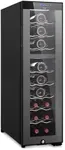 NutriChef 24 Bottle Wine Fridge | Dual Zone Wine Chiller | Adjustable Temperature 41°F to 64°F | Ultra Quiet Operation | Wine Cooler For Home, & Office | Free Standing 39x11x23 IN (Black)