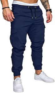 JMIERR Man Fashion Cargo Pants - Casual Cotton Tapered Stretch Twill Chino Athletic Joggers Sweatpants Drawstring Hiking Workout Trousers with Pockets for Men, US 36(L), A Blue