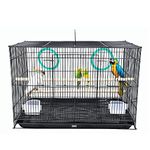 BURAQ Pets Premium Iron 18 Inch Bird Cage Best For Lovebird, Parrot, Parakeet, Budgie, Cockatiel Cage Hammock Small Large Bird Cage With Birds Cage Accessories (18 Inch - Black)