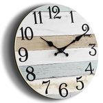 KECYET Wall Clock 10 Inch Rustic Wood Wall Clocks Battery Operated No Tick Clocks Decorative for Kitchen Living Room Bathroom Farmhouse