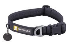 RUFFWEAR Front Range Collar, Small Dog Collar with Aluminium V-Ring, Adjustable Length Pet Dog Collar, Comfortable Soft Fabric, Animal Collar with Dog Lead Attachment Ring, 28-36cm, Basalt Grey