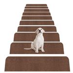 Non-Slip Stair Treads Carpet for Wooden Steps, 27.6 x 8.7IN Self-Adhesive Stair Treads Mat, Bolinker Safety Indoor Stair Runner Mats, Anti Slip Stair Rugs for Kids Elders and Dogs, 15PCS(Brown)