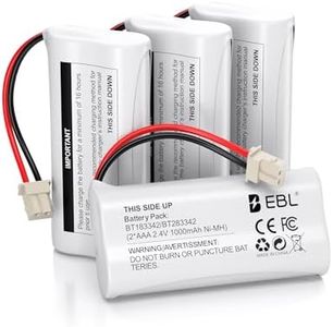 EBL BT162342/BT262342 2.4V 1000mAh Ni-MH Battery Compatible for BT183342/BT283342 BT166342/BT266342 VTech CS6114 CS6419 CS6719 at&T EL52300 CL80111 Cordless Phone (Pack of 4) White