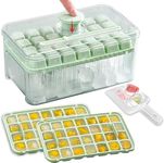 PIPITA Ice Cube Tray with Lid and Trash Can, Makes 56 Mini Cubes at a Time, Quickly Ice Cubes Release, Double Layer, Ice Scoop Included, for Freezer, Whiskey, Cocktail, Tea, Coffee