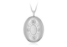 Tuscany Silver Women's 925 Sterling Silver Rhodium Plated 20 mm Flower Locket Pendant on 25PG Panza Curb Chain of Length 46 cm/18 Inch