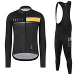 GCRFL Winter Cycling Kit Men's Cycling Jersey Set Long Sleeves Jersey Bike Pants Cycling Clothing Softshell Windbreaker, Black/Yellow Set, XX-Large